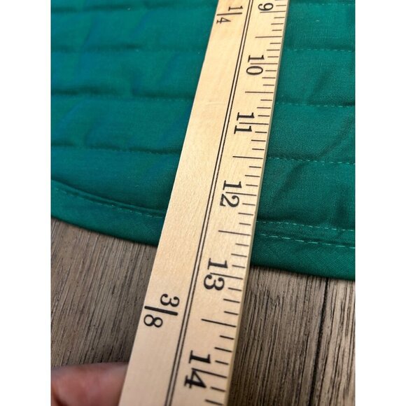 Teal Quilted Oval Table Placemat 18" x 13"  Cotton & Polyester Reversible Dining - Picture 6 of 6